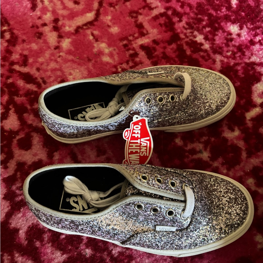 Vans Shimmering Silver Sneakers New with tags  size 7 women’s /5.5 men